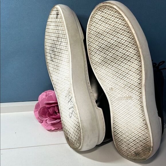 Italian made, Sleek Black Platform Sneakers women's size 10 - Picture 3 of 8